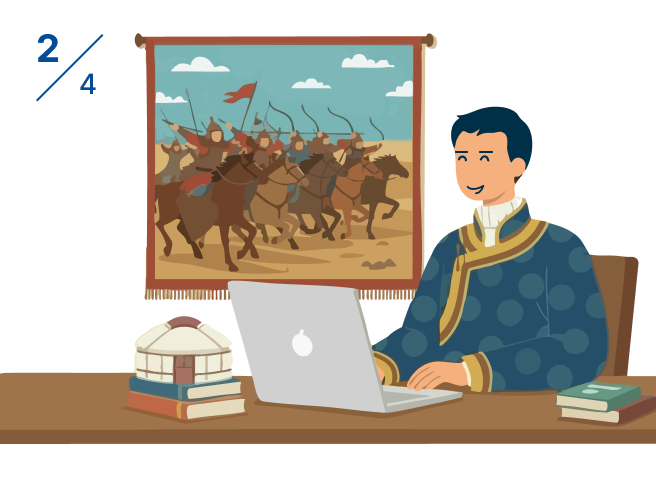 男性がパソコンを操作しているイラスト